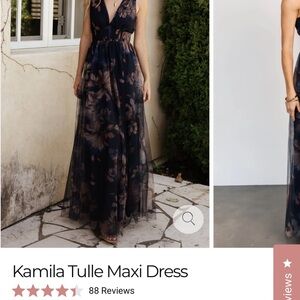 Baltic Born Dark Floral Tulle Maxi Dress